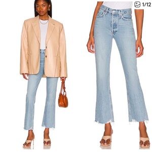 Agolde Curio Mid Rise Relaxed Boot Organic Cotton Distressed Jeans